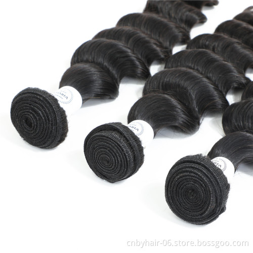 Papal Accept 8A Loose Deep Wave Bundles with Closure Peruvian Hair Remy 100% Human Hair Bundles with Fronta